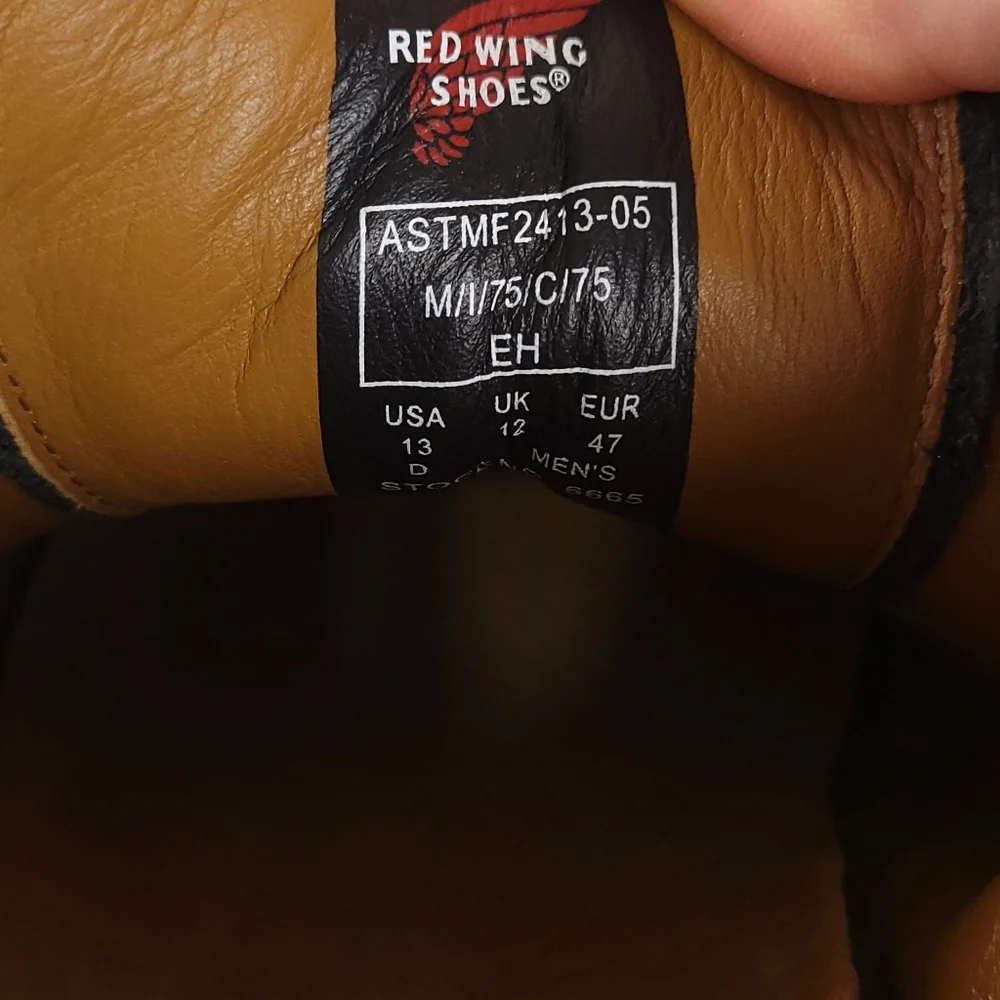 Red Wing 6665 Men's Black Leather Steel Toe Dress Shoes Size 13
